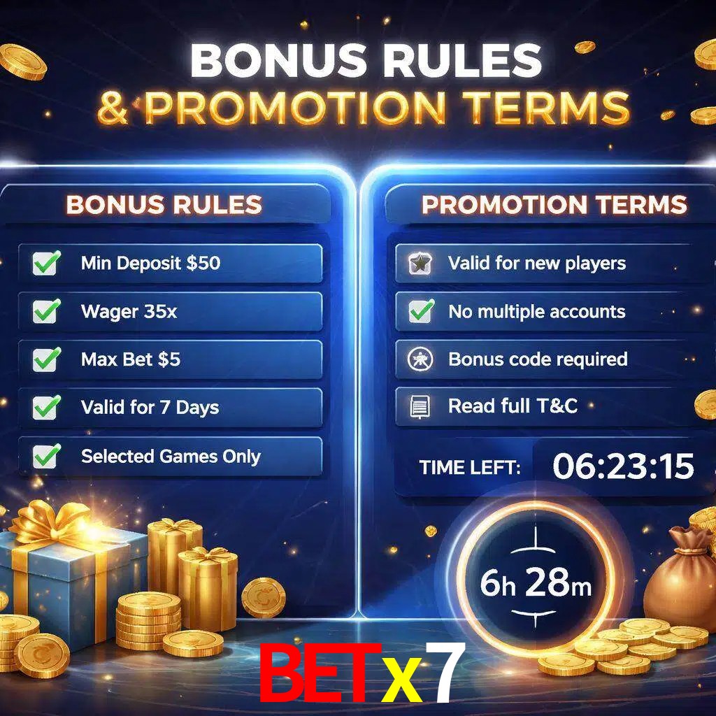Reglas de promoción betx7 y condiciones de bonos explicadas visualmente