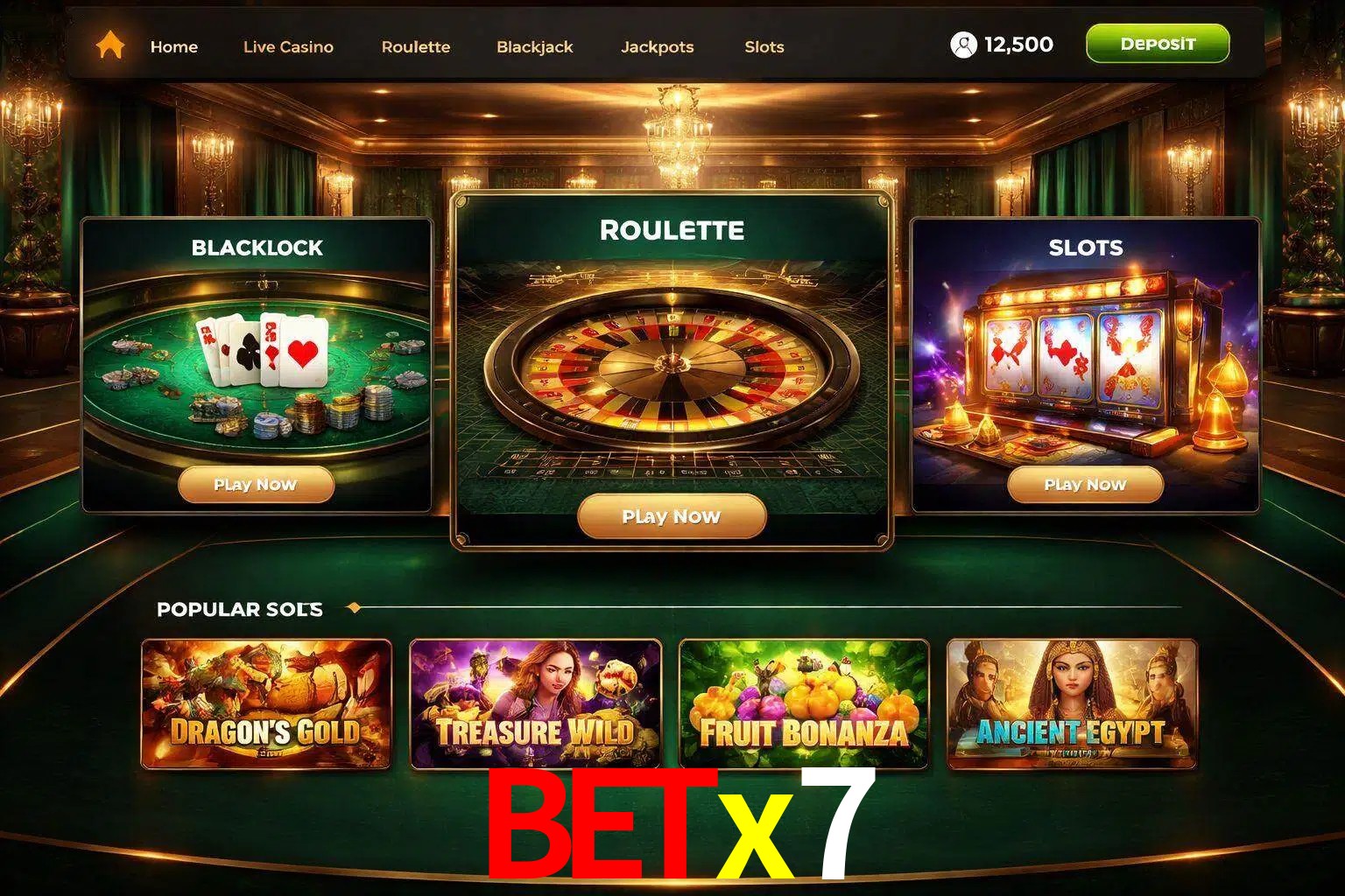Vista de la plataforma betx7 Casino mostrando categorías organizadas de juegos en línea